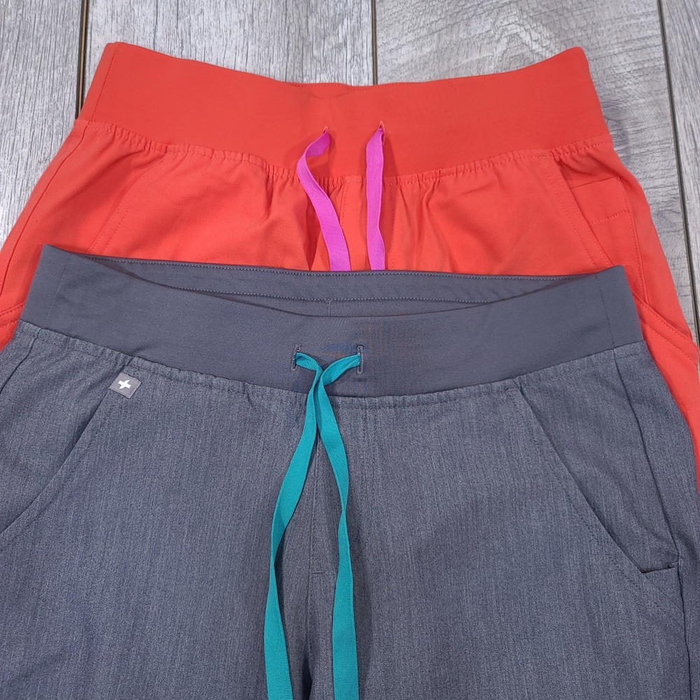 FIGS Scrub Pants Womens S Orange Gray HW Yola Zamora And Jogger Bundle 2 Pairs